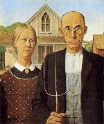 Grant Wood American Gothic oil painting